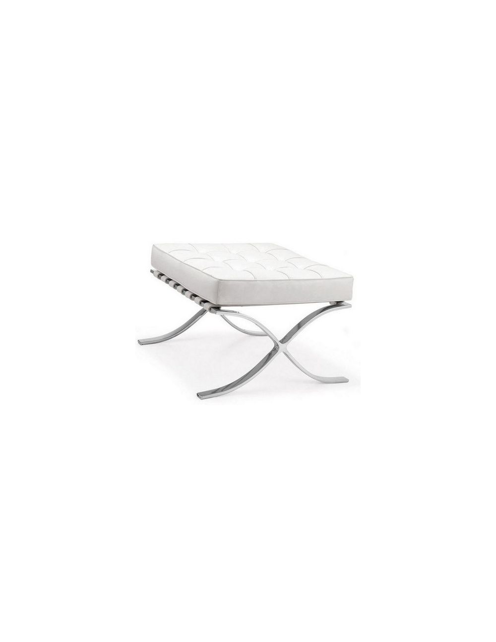 Ottoman BARNA (T), acero inoxidable, similpiel blanca