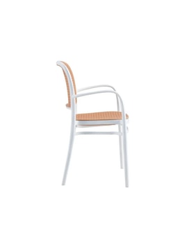 Sillón FUNCHAL 97, apilable, polipropileno blanco y beige miniatura 3