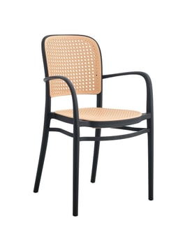 Sillón FUNCHAL 97, apilable, polipropileno negro y beige