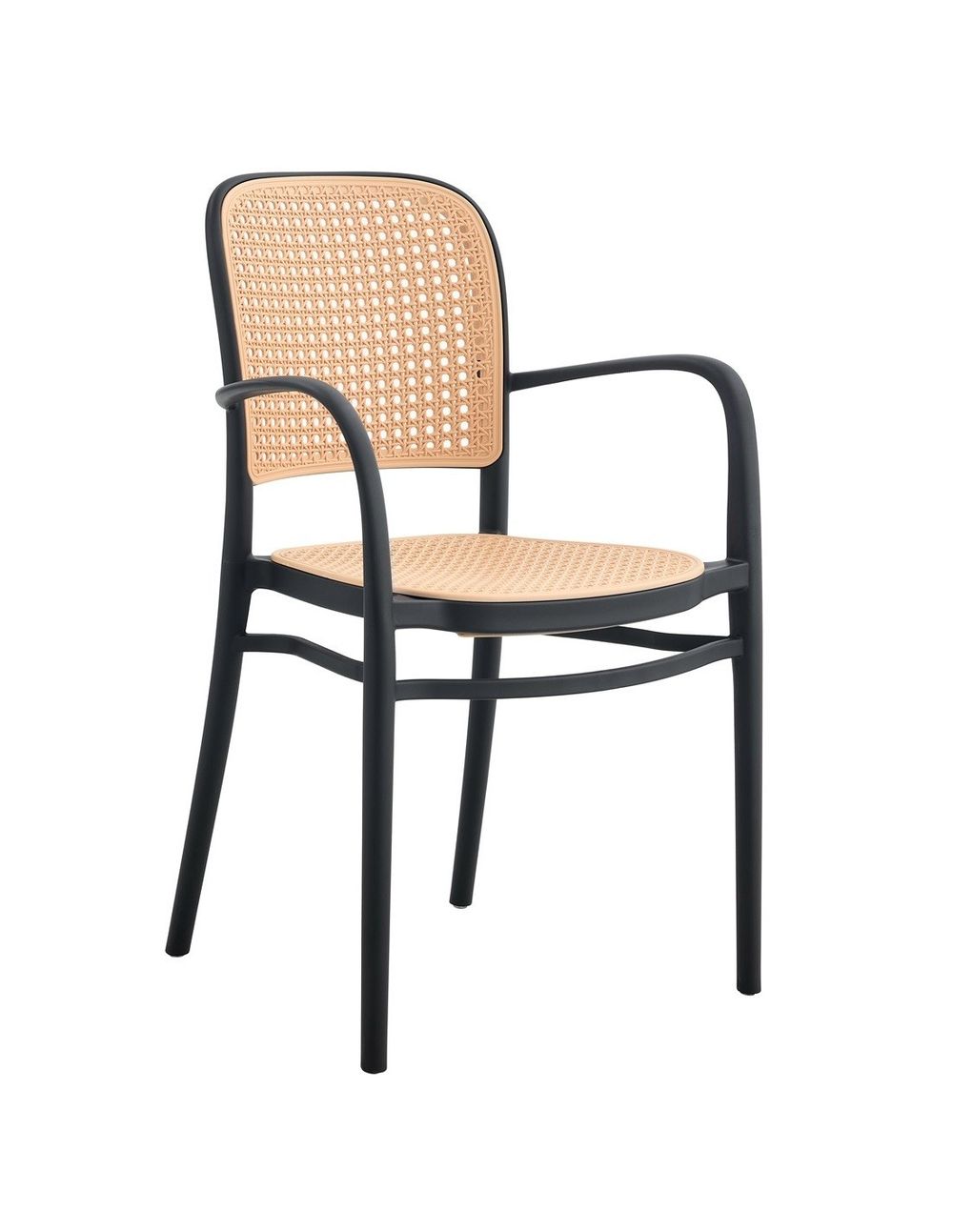 Sillón FUNCHAL 97, apilable, polipropileno negro y beige