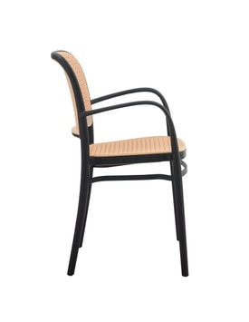 Sillón FUNCHAL 97, apilable, polipropileno negro y beige miniatura 2