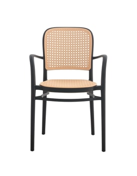 Sillón FUNCHAL 97, apilable, polipropileno negro y beige miniatura 3