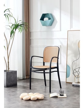 Sillón FUNCHAL 97, apilable, polipropileno negro y beige miniatura 4