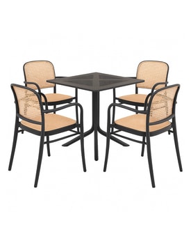 Sillón FUNCHAL 97, apilable, polipropileno negro y beige miniatura 5