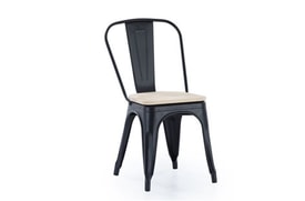 Silla Comedor Tolix Negro Asiento Roble