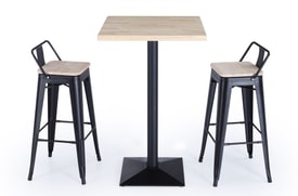 Taburete Alto Negro Asiento Madera miniatura 3