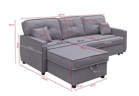 Chaise Longue 3 Plazas Color Gris miniatura 7