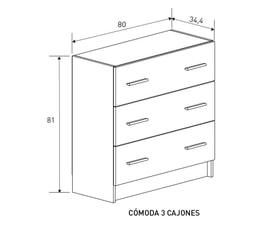 Cómoda 3 Cajones Aura 2025 miniatura 4