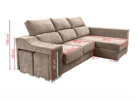 Chaise Longue 3 Plazas Color Beige miniatura 7