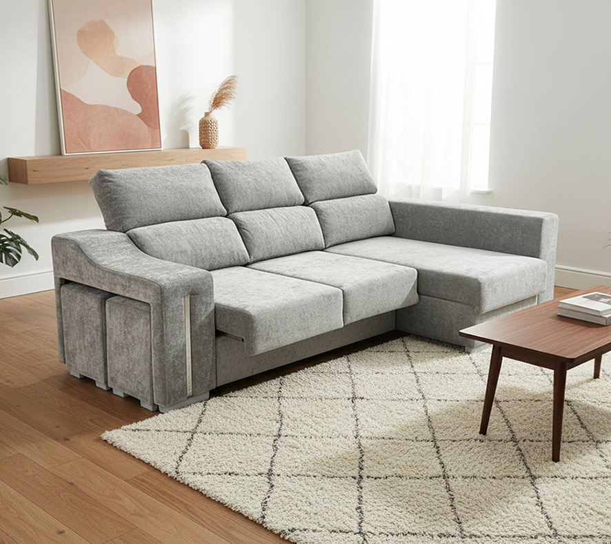 Chaise Longue 3 Plazas Color Gris