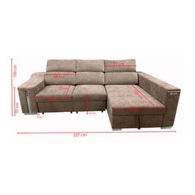 Chaise Longue 3 Plazas Color Beige miniatura 7