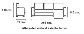 Chaise Longue 3 Plazas Color Gris miniatura 3