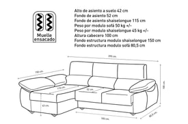 Chaise Longue 2 Plazas Color Piedra miniatura 4