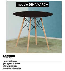 Mesa Redonda 4 Patas Madera