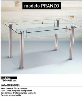 Mesa Comedor Fija Cristal Color