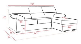 Chaise Longue 2 Plazas Color Gris miniatura 2