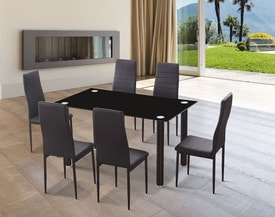 Conjunto Mesa Emi Negra + 6 Sillas Emi