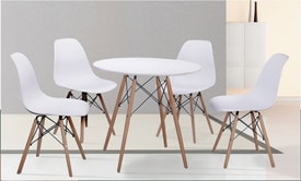 Conjunto Dinamarca Blanco Mesa Redonda + 4
