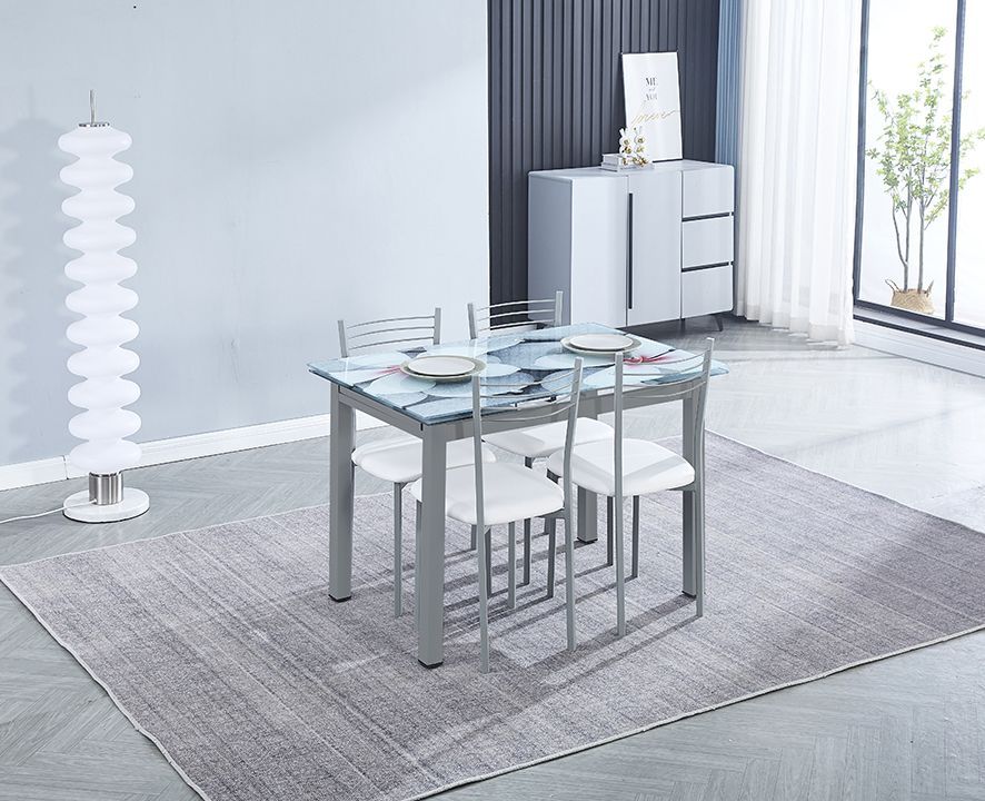 Conjunto Mesa Flores Extensible + 4 Sillas Color