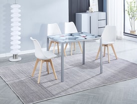 Conjunto Mesa Flores Fija + 4 Sillas