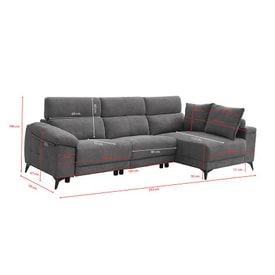 Chaise Longue 2 Plazas Color Gris miniatura 4