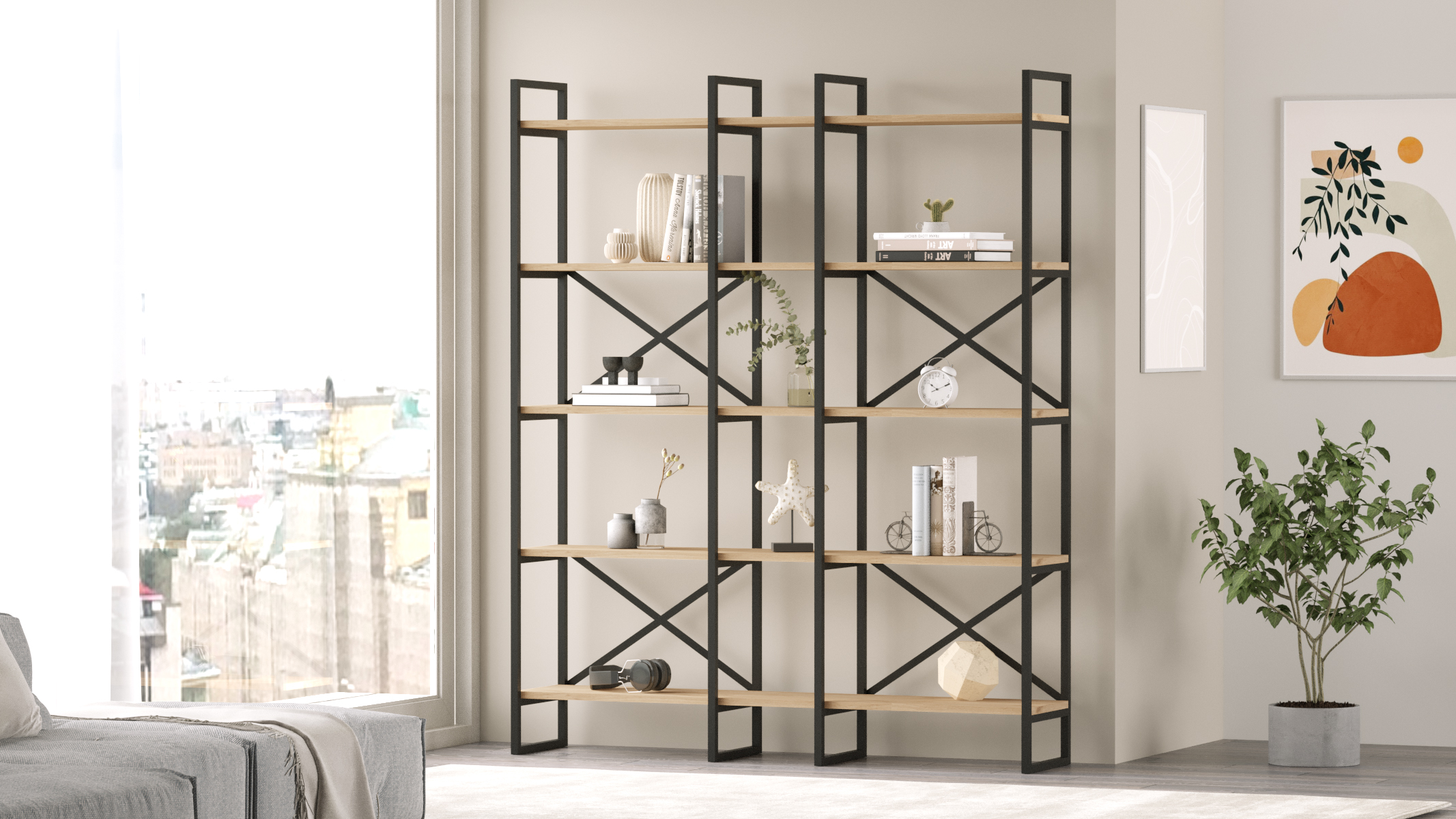 Estanteria Dusan 143.5cm Sepet/mental Negro 5 miniatura 7