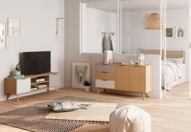 Mueble de TV Elfa 2P2H Roble/gris Claro/blanco miniatura 2