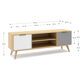 Mueble de TV Elfa 2P2H Roble/gris Claro/blanco miniatura 3