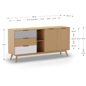 Aparador Elfa 2P2H3C Roble/gris Claro/blanco miniatura 4