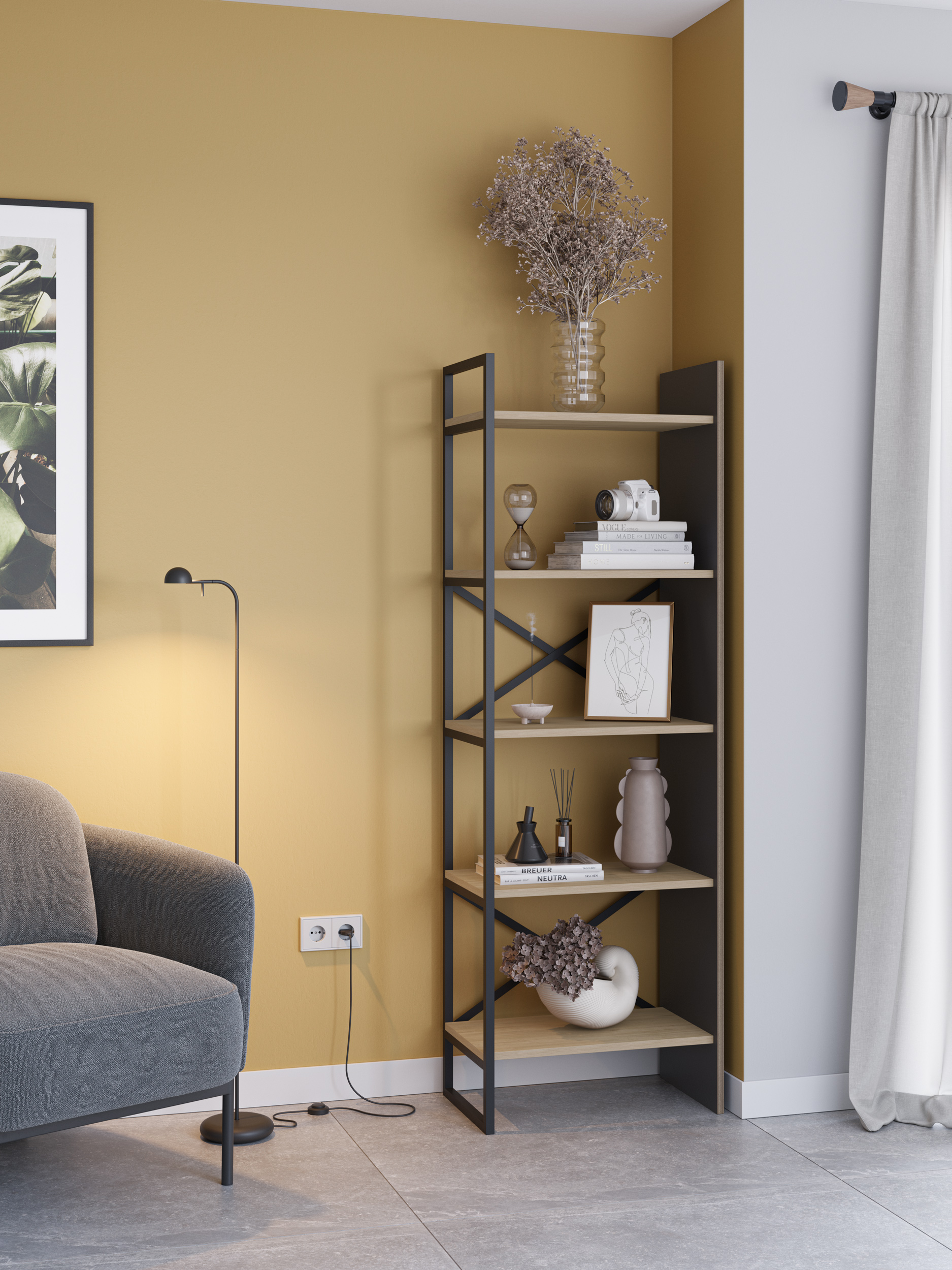 Estanteria Ara 58CM Roble/negro miniatura 2