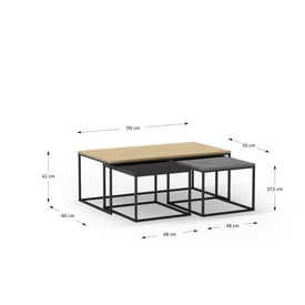 Mesa Centro 3 Mesas Color Roble/cemento/negro miniatura 4