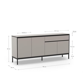 Aparador 180CM Color Crema/negro miniatura 2