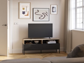 Mueble de TV Marion 2C2H 140CM Roble-k/negro Pata Met miniatura 3