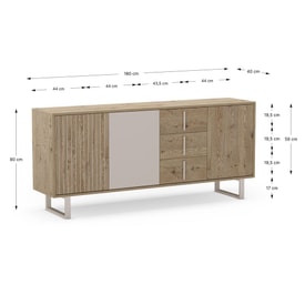 Aparador 180 Cm Color Roble-k/gris miniatura 5