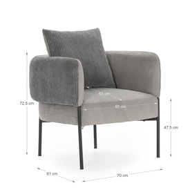 Sillón 1 Plaza Color Gris miniatura 3