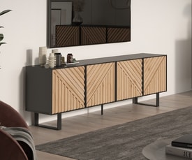 Mueble Tv Alana Patas Metal Color Negro/roble miniatura 3