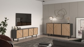 Mueble Tv Alana Patas Metal Color Negro/roble miniatura 4