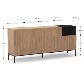 Aparador Cailin 4P1H 180cm Sepet/Negro Pata Metal miniatura 3