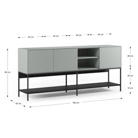 Aparador Amira 3P2H 180cm Verde/Negro miniatura 4