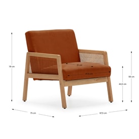 Sillón Brazo Madera Ratan Color miniatura 3
