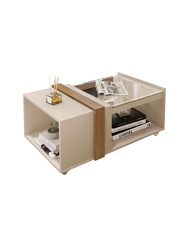 Mesa Baja Cristal Blanco Roto Y
