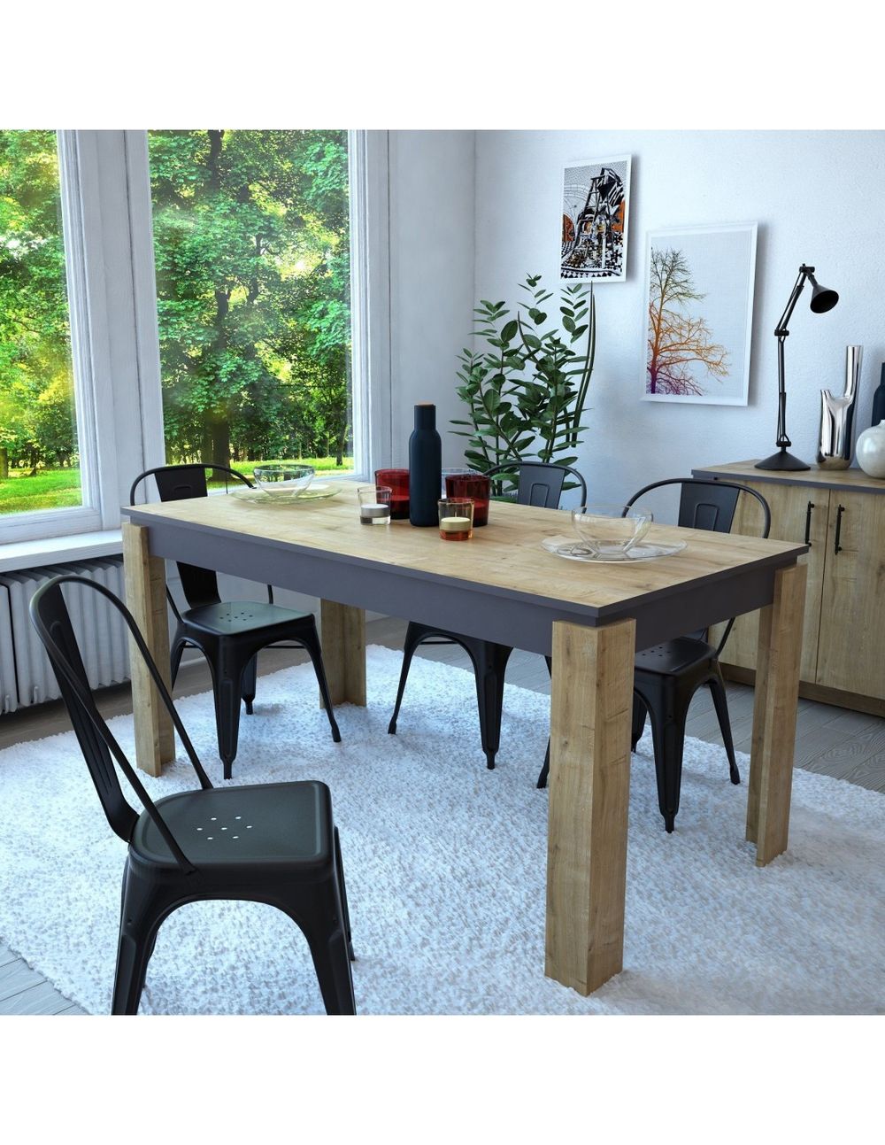 Mesa Comedor Bilaminado Roble