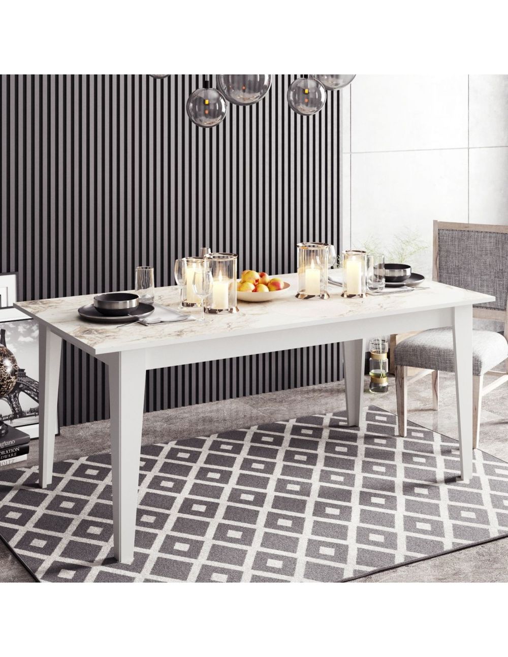 Mesa De Comedor Bilaminado Mármol