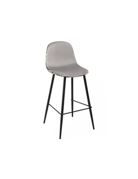 Taburete Diseño Tapizado Gris miniatura 2