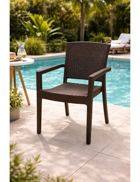 Sillón Apilable Marrón miniatura 1