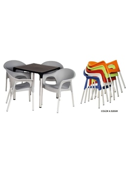 Sillón Apilable Gris miniatura 2
