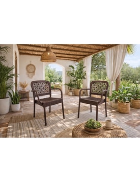 Sillón Apilable Marrón miniatura 2