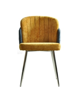 Silla Cromada Chenilla Azul Y miniatura 2
