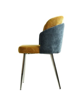 Silla Cromada Chenilla Azul Y miniatura 3