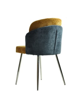 Silla Cromada Chenilla Azul Y miniatura 4